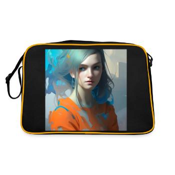 Beautiful woman watercolor painting - Retro Bag - black/gold - Back