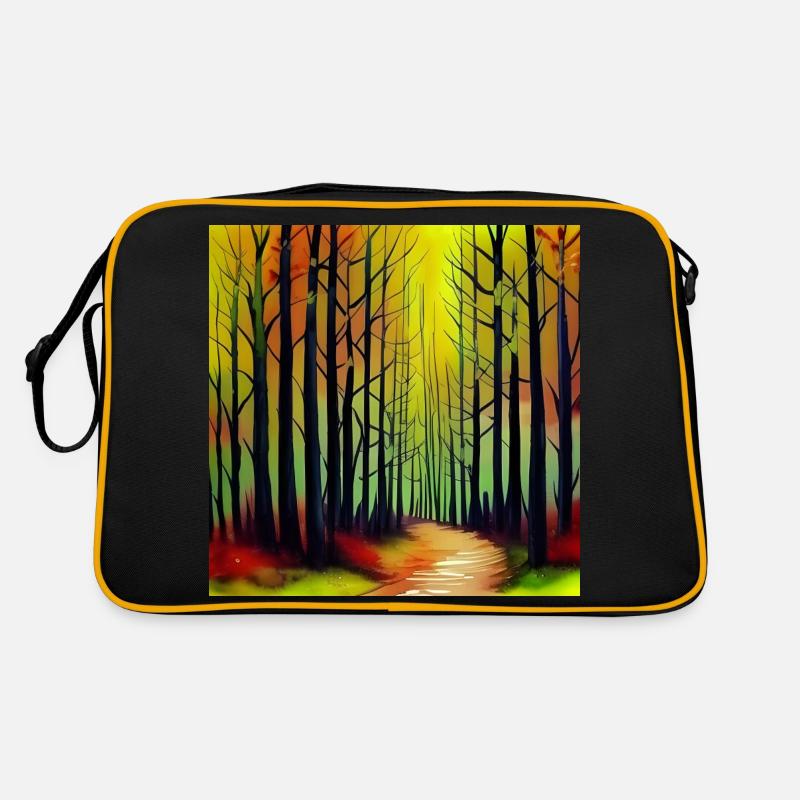 Sonnenuntergang Aquarell Wald Retro Tasche