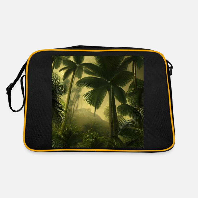 A forest with palm trees - Retro Bag - black/gold
