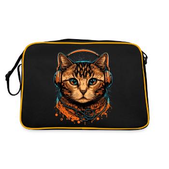 Chat portant des écouteurs - Sac Retro - noir/or - Dos