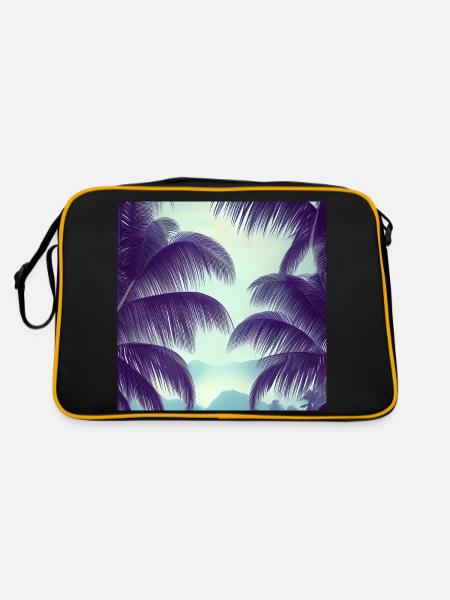 Palm leaves art - Retro Bag - black/gold - Back