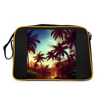 Abend in der Dschungelkunst - Retro Tasche - Schwarz/Gold - Hinten