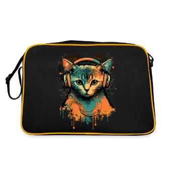 Retro Cat with Headphones - Retro Bag - black/gold - Back