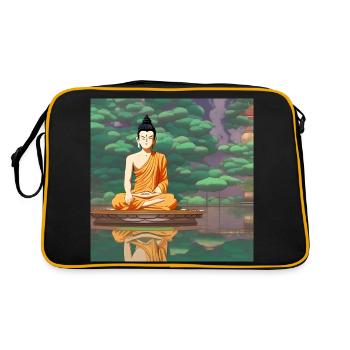 Art de statue de Bouddha de bande dessinée - Sac Retro - noir/or - Dos