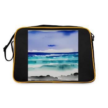 Illustration à l’aquarelle de mer - Sac Retro - noir/or - Dos