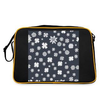 Snowflake pattern on the navy background - Retro Bag - black/gold - Back