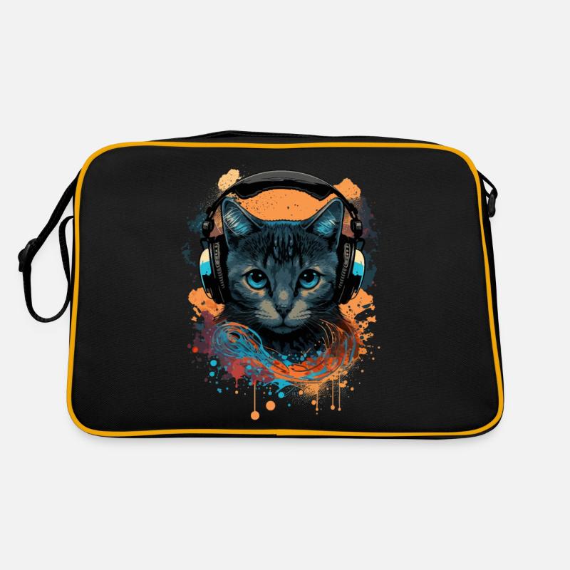 Hardstyle Katze - Retro Tasche - Schwarz/Gold