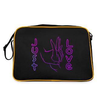Just Love - hand in hand lineart - Retro Bag - black/gold - Back