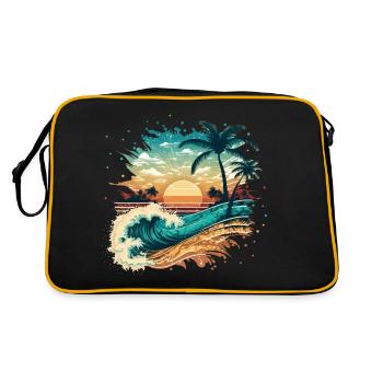 Tropical surf beach - Retro Bag - black/gold - Back