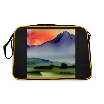 Watercolor mountain art - Retro Bag - black/gold - Back