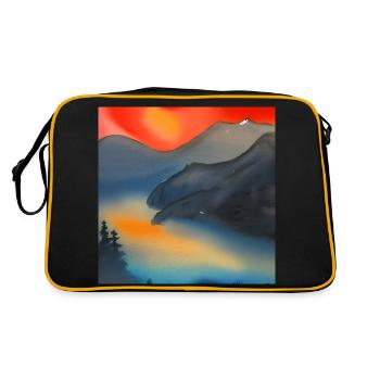 Aquarelle de brume de montagne - Sac Retro - noir/or - Dos