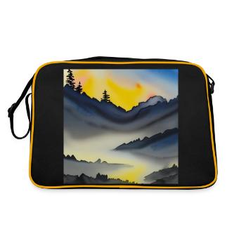 Stunning watercolor mountains landscape - Retro Bag - black/gold - Back