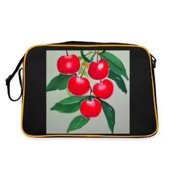 Winter cherry art - Retro Bag - black/gold - Back