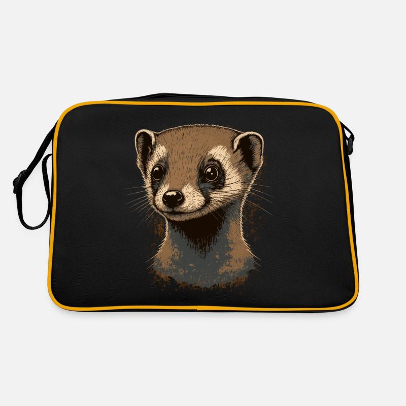 Frettchenkopf Illustration Retro Tasche