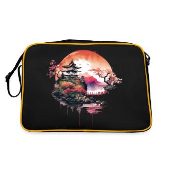 Temple japonais sur la montagne - Sac Retro - noir/or - Dos