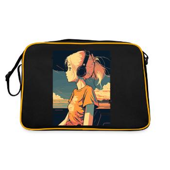 Retro Anime Girl - Retro Bag - black/gold - Back