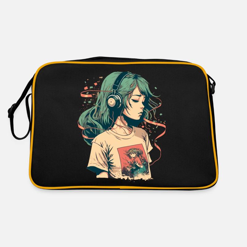 Study Girl hört Musik Retro Tasche