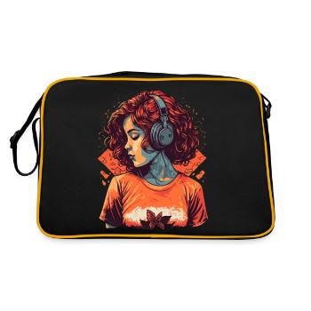 Study Girl Listening to Lo-Fi Music - Retro Bag - black/gold - Back