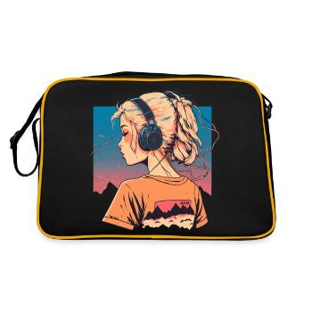Vaporwave Anime Girl - Sac Retro - noir/or - Dos