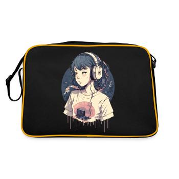 Kawaii Anime Girl - Retro Bag - black/gold - Back