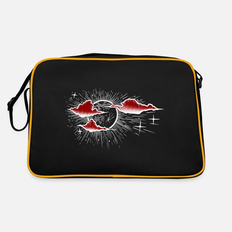 Nuages rouges & blanc line art dotwork tatouage Sac Retro