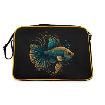 Fisch Illustration - Retro Tasche - Schwarz/Gold - Hinten