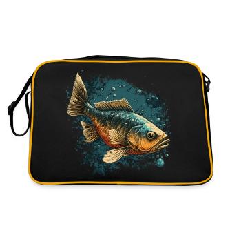 Bass Fisch - Retro Tasche - Schwarz/Gold - Hinten