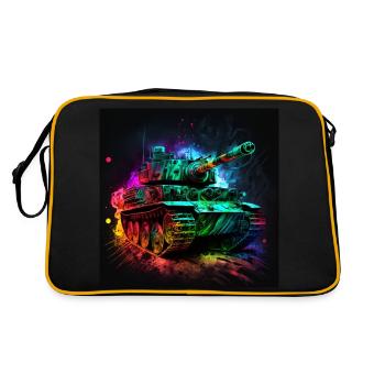 Main battle tank in neon light, strong and robust - Retro Bag - black/gold - Back