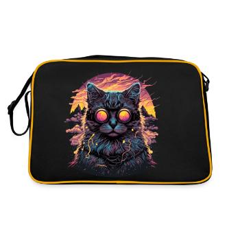 Illustration de chat Vaporwave - Sac Retro - noir/or - Dos