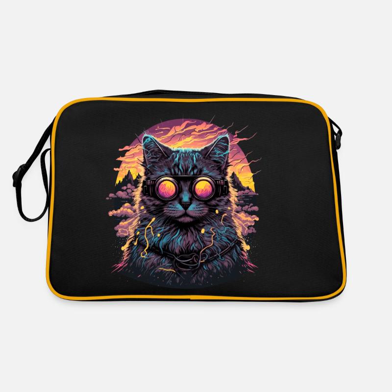 Illustration de chat Vaporwave Sac Retro
