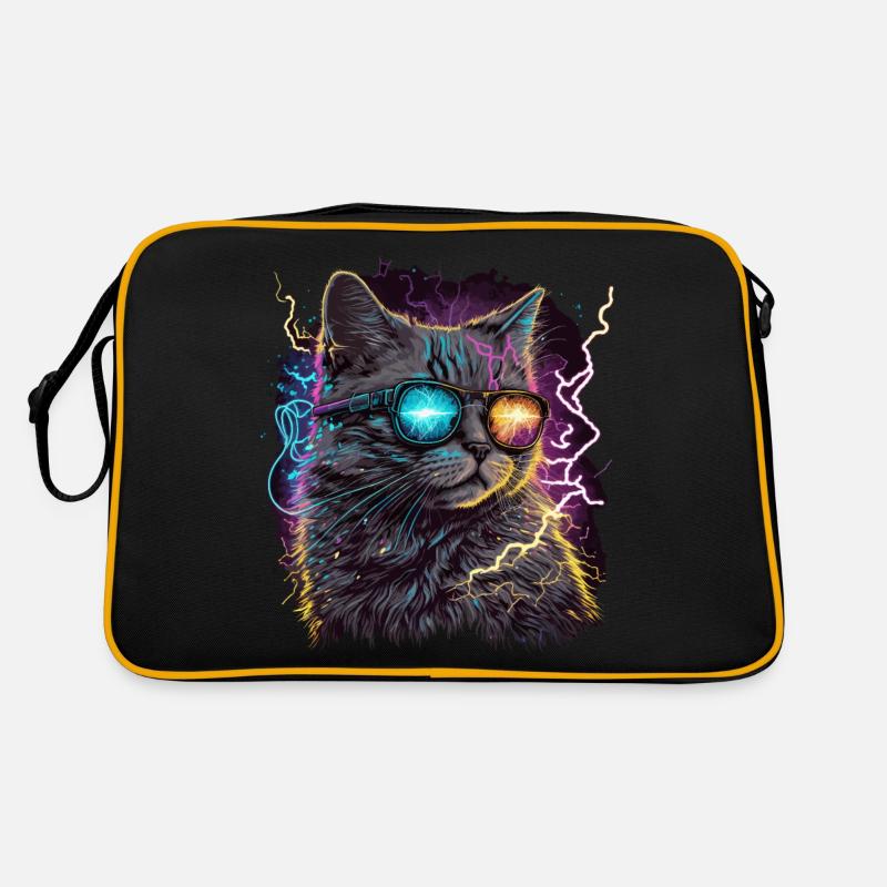 Dampfwelle Thunder Storm Katze - Retro Tasche - Schwarz/Gold