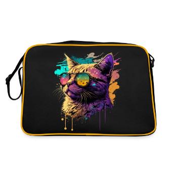 Chat avec lunettes de soleil fluo - Sac Retro - noir/or - Dos