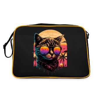 Chat au coucher du soleil - Sac Retro - noir/or - Dos