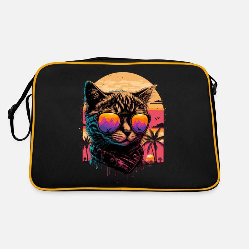 Chat au coucher du soleil Sac Retro