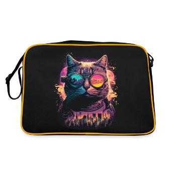 Illustration de chat néon - Sac Retro - noir/or - Dos
