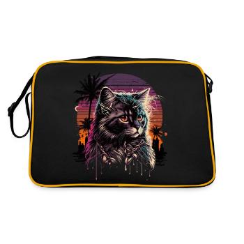 Synthwave Cat - Sac Retro - noir/or - Dos