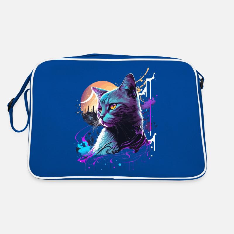 Lila Katze Retro Tasche