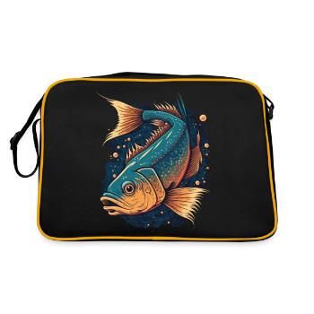 Fischmalerei - Retro Tasche - Schwarz/Gold - Hinten