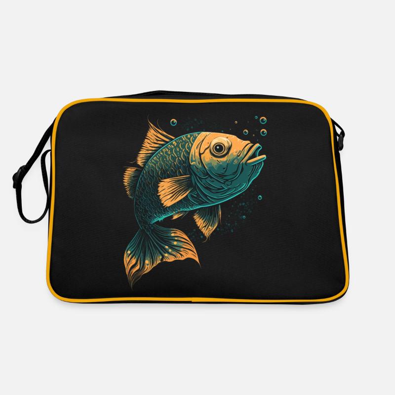 Fischfächer Illustration Retro Tasche