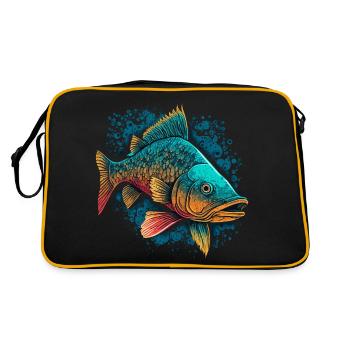 Flussfisch - Retro Tasche - Schwarz/Gold - Hinten