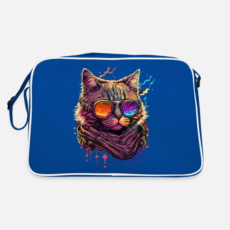 Dampfer Wave Katze Retro Tasche