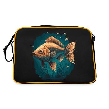 Tiefseefisch Illustration - Retro Tasche - Schwarz/Gold - Hinten