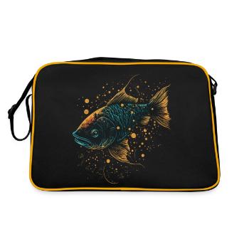 Japanischer Fisch - Retro Tasche - Schwarz/Gold - Hinten