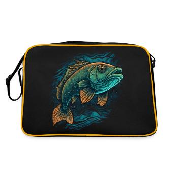 Fisch - Retro Tasche - Schwarz/Gold - Hinten
