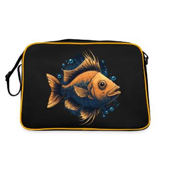 Brauner Fisch - Retro Tasche - Schwarz/Gold - Hinten