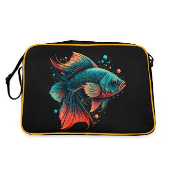 Poisson bleu rouge - Sac Retro - noir/or - Dos