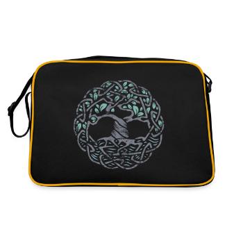 Keltischer Baum des Lebens. Grau. - Retro Tasche - Schwarz/Gold - Hinten