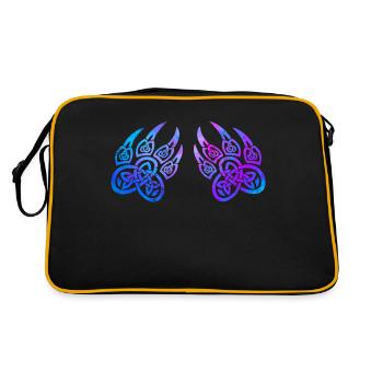 Fenrir Nordischer Wolf Wikinger Mythologie - Retro Tasche - Schwarz/Gold - Hinten