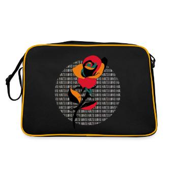 Pink flower LOVE HATE - Retro Bag - black/gold - Back