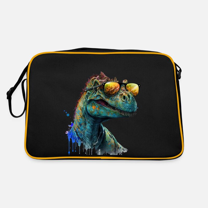 cool dino with sunglasses, prehistoric lizard Retro Bag